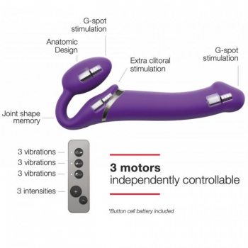 Безремневий страпон з вібрацією Strap-On-Me Vibrating Фіолетовий XL