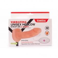 Страпон LoveToy Vibrating Unisex Hollow Strap On