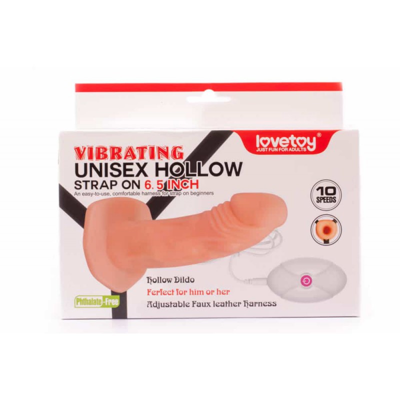 Страпон LoveToy Vibrating Unisex Hollow Strap On Страпон LoveToy Vibrating Unisex Hollow Strap On