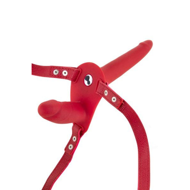 Подвійний страпон з вібрацією Fetish Tentation Vibrating Strap-On with Double Dildo Червоний Подвійний страпон з вібрацією Fetish Tentation Vibrating Strap-On with Double Dildo Червоний