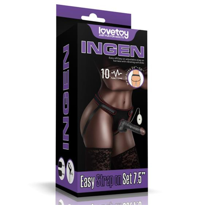 Страпон LoveToy Ingen Vibrating Easy Strap-On Set 7.5" Black