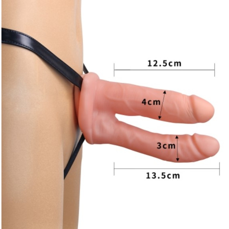 Страпон полый для двойного проникновения LoveToy Unisex Hollow Double Penetrator