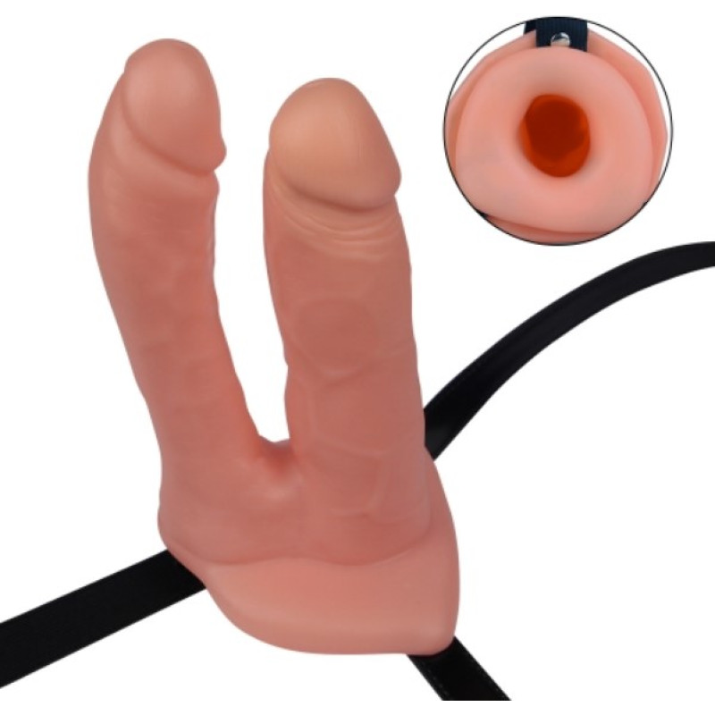 Страпон полый для двойного проникновения LoveToy Unisex Hollow Double Penetrator