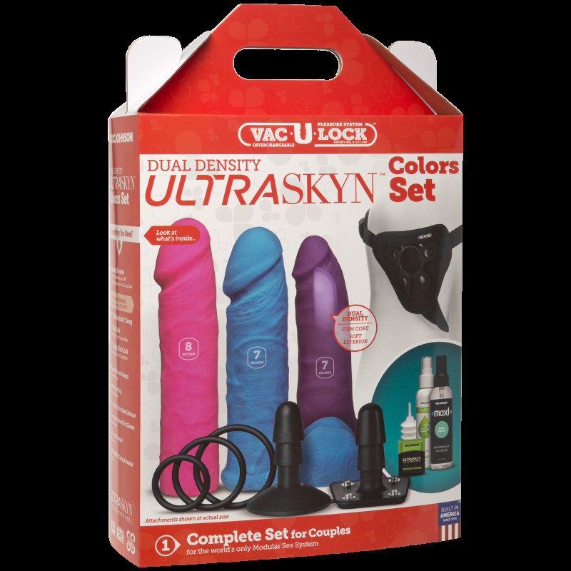 Набір для страпону Doc Johnson Vac-U-Lock Dual Density UltraSKYN Colors Set Набір для страпону Doc Johnson Vac-U-Lock Dual Density UltraSKYN Colors Set