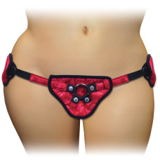 Трусы для страпона Sportsheets Plus Red Lace w/Satin Corsette Strap On