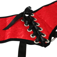 Трусы для страпона Sportsheets Plus Red Lace w/Satin Corsette Strap On