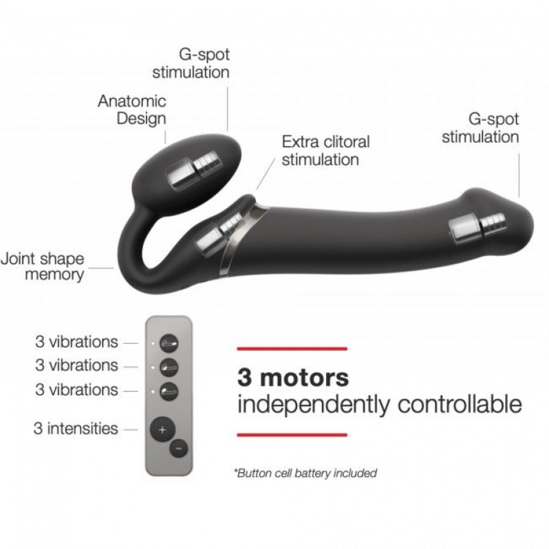 Безремневий страпон із вібрацією Strap-On-Me Vibrating Чорний L Безремневий страпон із вібрацією Strap-On-Me Vibrating Чорний L