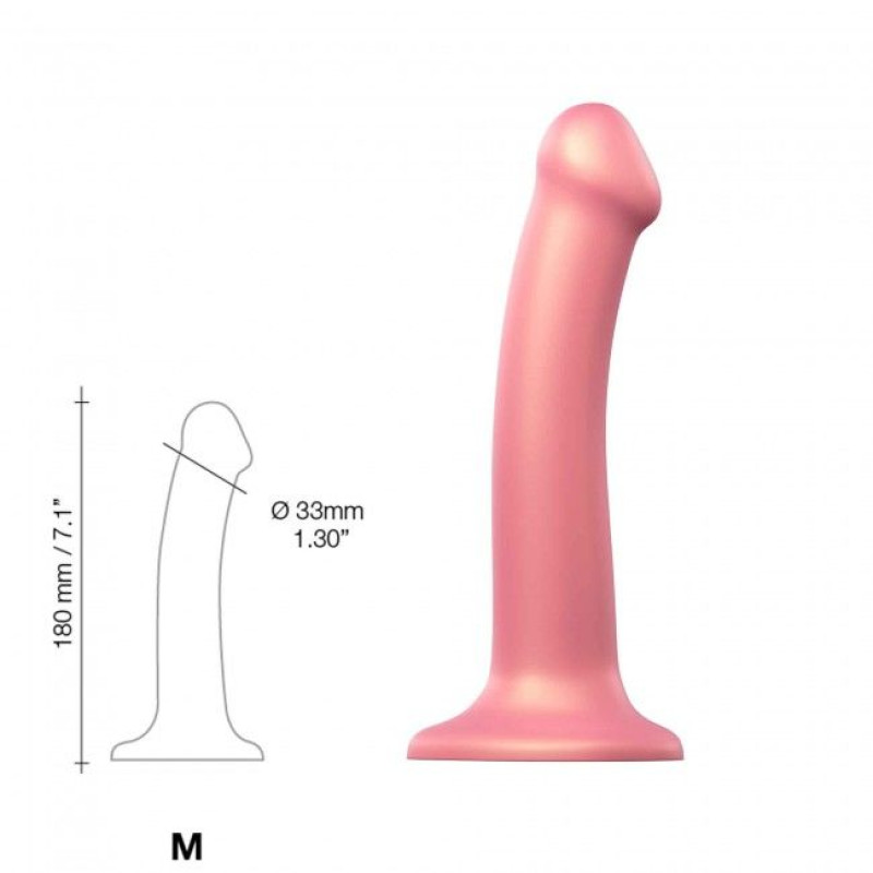 Насадка для страпона Strap-On-Me Mono Density Dildo Розовая M Насадка для страпона Strap-On-Me Mono Density Dildo Розовая M