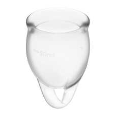 Набор менструальных чаш Satisfyer Feel Confident Прозрачная 15мл и 20мл мешочек для хранения