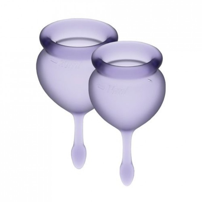 Набор менструальных чаш Satisfyer Feel Good Фиолетовые 15мл и 20мл мешочек для хранения