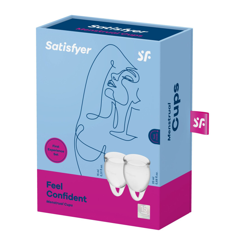 Набор менструальных чаш Satisfyer Feel Confident Прозрачная 15мл и 20мл мешочек для хранения Набор менструальных чаш Satisfyer Feel Confident Прозрачная 15мл и 20мл мешочек для хранения
