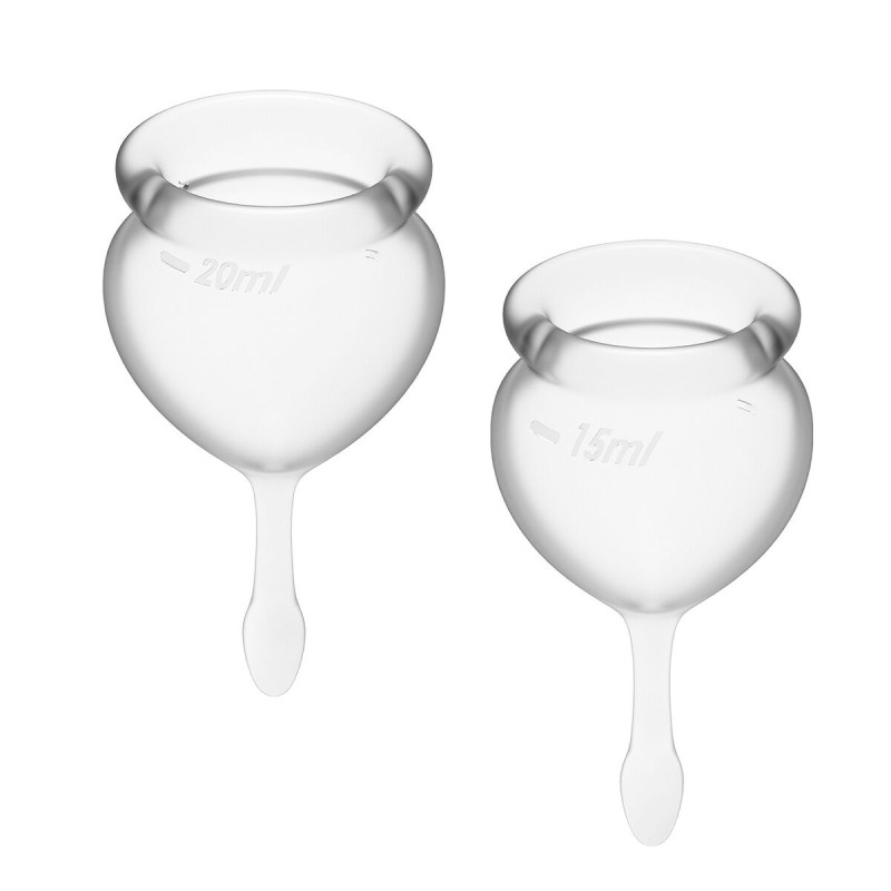 Набор менструальных чаш Satisfyer Feel Good Прозрачная 15мл и 20мл мешочек для хранения Набор менструальных чаш Satisfyer Feel Good Прозрачная 15мл и 20мл мешочек для хранения