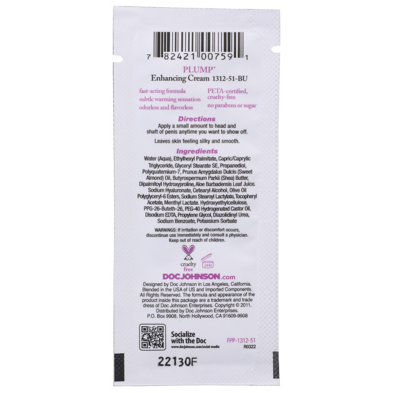 Крем для увеличения члена Doc Johnson Plump Enhancing Cream For Men 7 мл Крем для увеличения члена Doc Johnson Plump Enhancing Cream For Men 7 мл