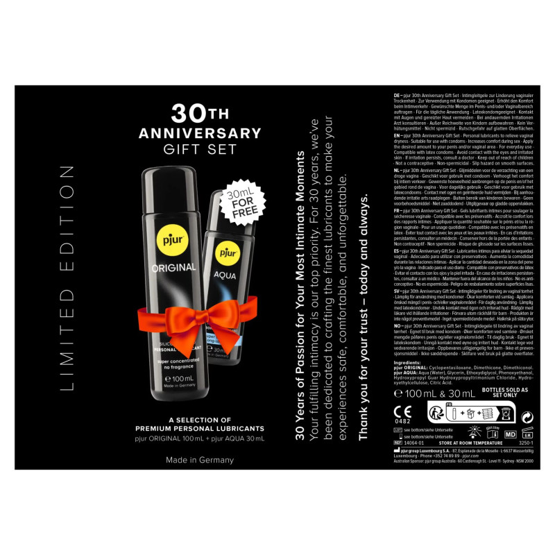Ювілейний набір лубрикантів pjur 30th Anniversary Gift Set: Original 100 мл та Aqua 30 мл