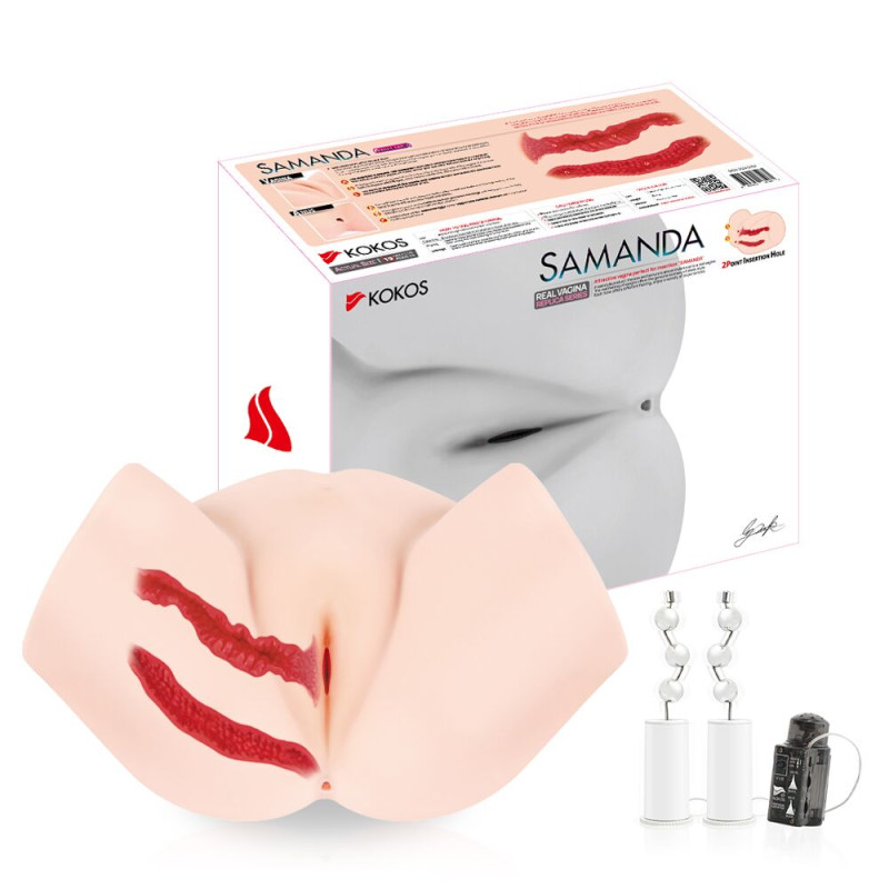 Мастурбатор-півторс Kokos Samanda 2WayPlus з функцією масажу та вібрацією, два входи: вагіна та попка Мастурбатор-півторс Kokos Samanda 2WayPlus з функцією масажу та вібрацією, два входи: вагіна та попка