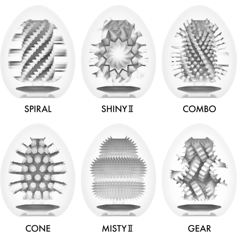 Набір мастурбаторів-яєць Tenga Egg Hard Boilded II Pack (6 яєць), щільний TPE, опукла текстура Набір мастурбаторів-яєць Tenga Egg Hard Boilded II Pack (6 яєць), щільний TPE, опукла текстура