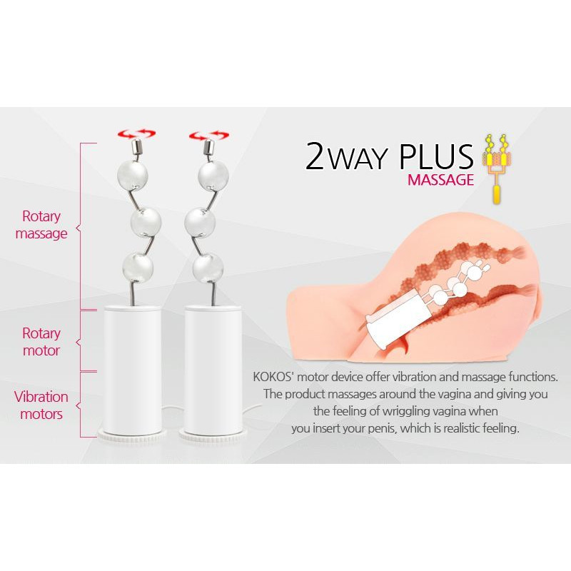 Мастурбатор-попка Kokos Oknyeo 2WayPlus с вибрацией и массажем, два входа: вагина и попка