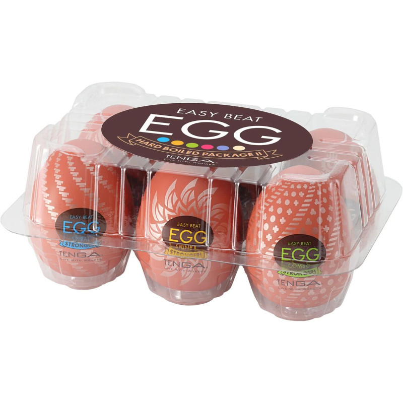 Набір мастурбаторів-яєць Tenga Egg Hard Boilded II Pack (6 яєць), щільний TPE, опукла текстура Набір мастурбаторів-яєць Tenga Egg Hard Boilded II Pack (6 яєць), щільний TPE, опукла текстура