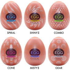 Набір мастурбаторів-яєць Tenga Egg Hard Boilded II Pack (6 яєць), щільний TPE, опукла текстура
