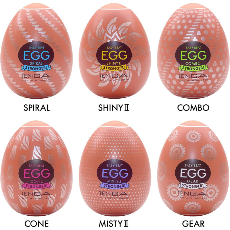 Набір мастурбаторів-яєць Tenga Egg Hard Boilded II Pack (6 яєць), щільний TPE, опукла текстура Набір мастурбаторів-яєць Tenga Egg Hard Boilded II Pack (6 яєць), щільний TPE, опукла текстура