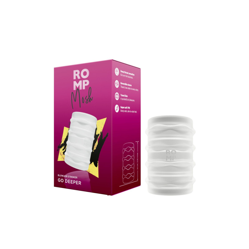 М’який мастурбатор Romp Mosh Transparent, двосторонній, наскрізний, для пар та мінету М’який мастурбатор Romp Mosh Transparent, двосторонній, наскрізний, для пар та мінету