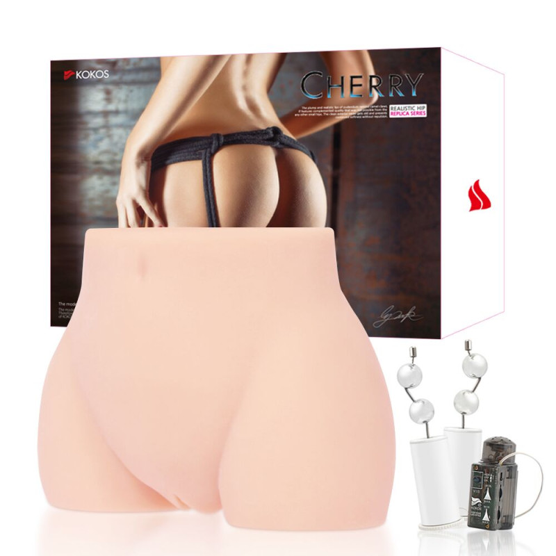 Мастурбатор-полуторс Kokos Cherry 2WayPlus з функцією масажу та вібрацією з вібрацією і масажем, два входи: вагіна і попка Мастурбатор-полуторс Kokos Cherry 2WayPlus з функцією масажу та вібрацією з вібрацією і масажем, два входи: вагіна і попка