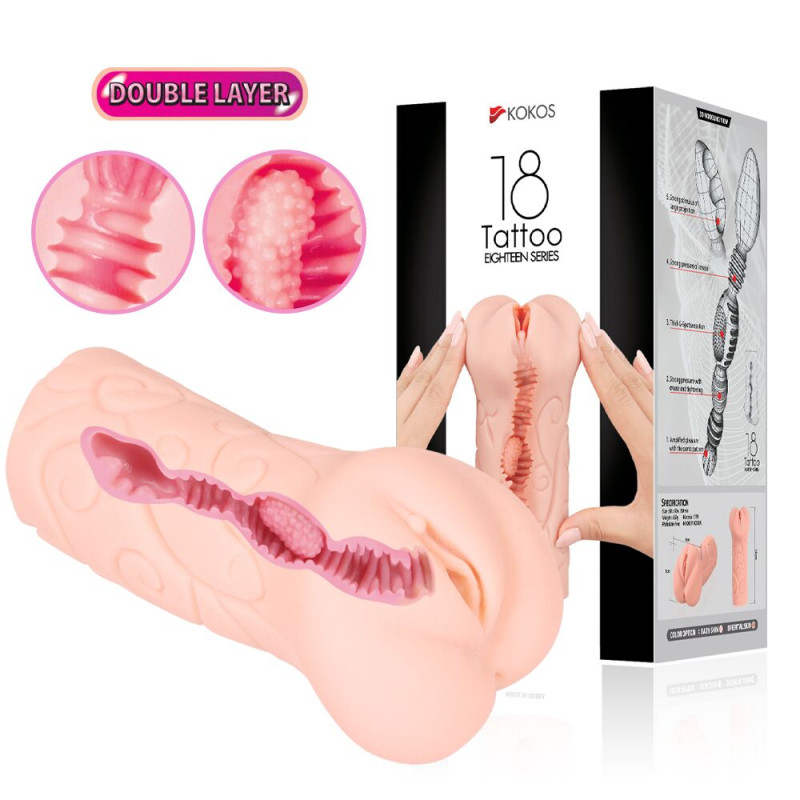 Мастурбатор-вагіна двошаровий Kokos Tattoo Double Layer Мастурбатор-вагіна двошаровий Kokos Tattoo Double Layer