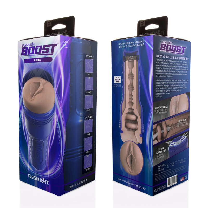 Мастурбатор-вагина Fleshlight Boost Bang Light Medium Flesh, плавающие кольца Turbo Tech Мастурбатор-вагина Fleshlight Boost Bang Light Medium Flesh, плавающие кольца Turbo Tech