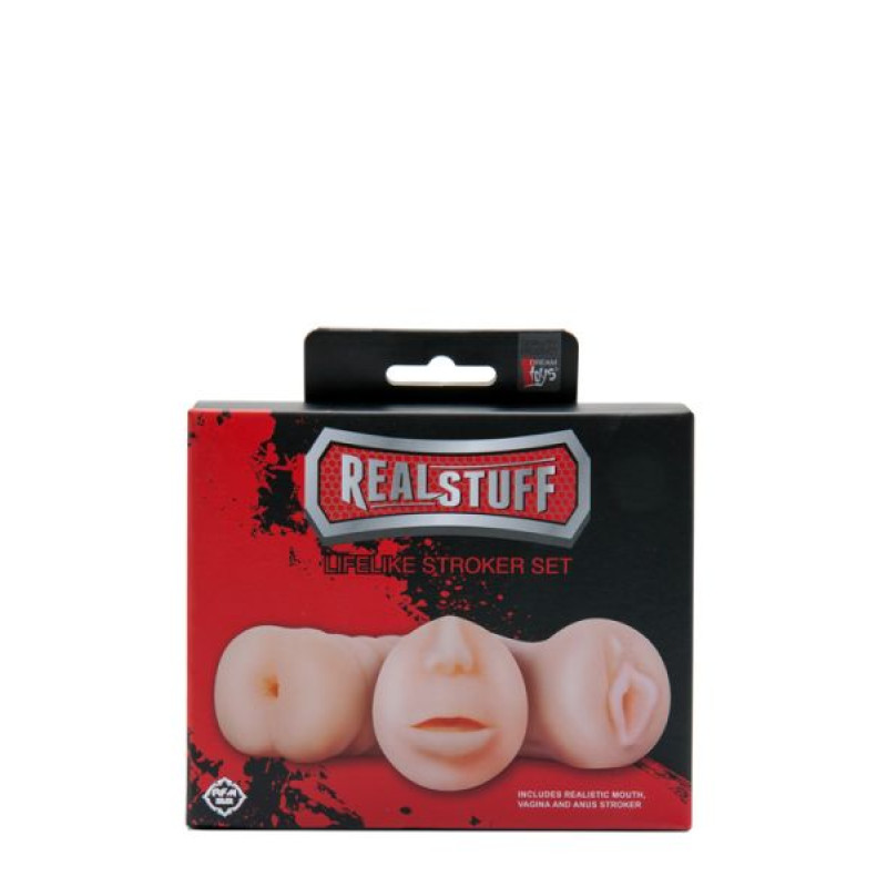 Набор реалистичных мастурбаторов Dreamtoys Realstuff 3 в 1 Телесные Набор реалистичных мастурбаторов Dreamtoys Realstuff 3 в 1 Телесные