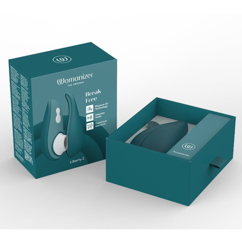 Вакуумный клиторальный стимулятор Womanizer Liberty 2 Dark Petrol, 8 режимов, магнитная крышечка