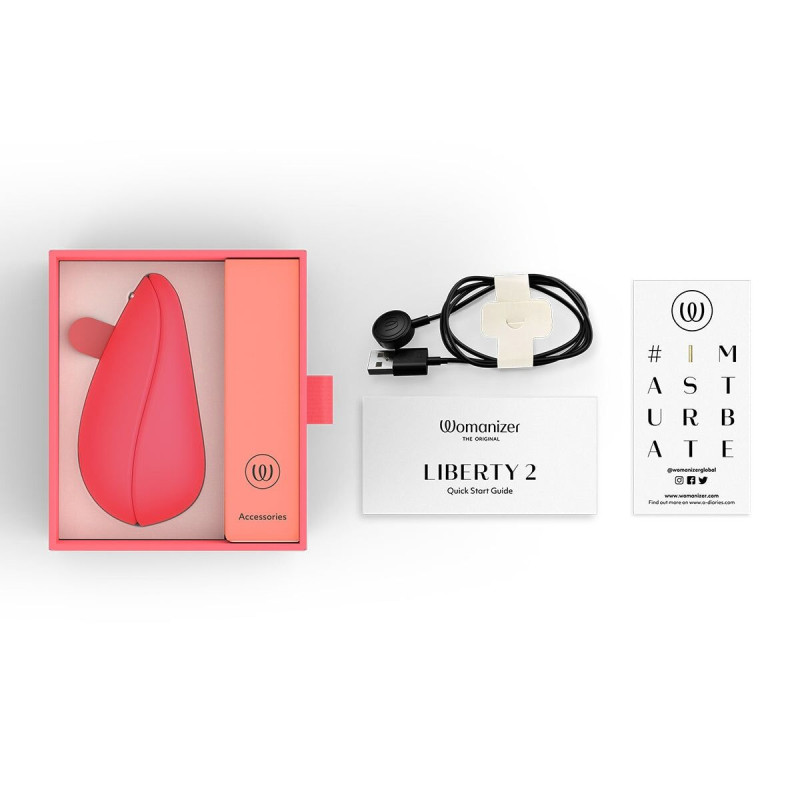 Вакуумный клиторальный стимулятор Womanizer Liberty 2 Vibrant Rose, 8 режимов, магнитная крышечка