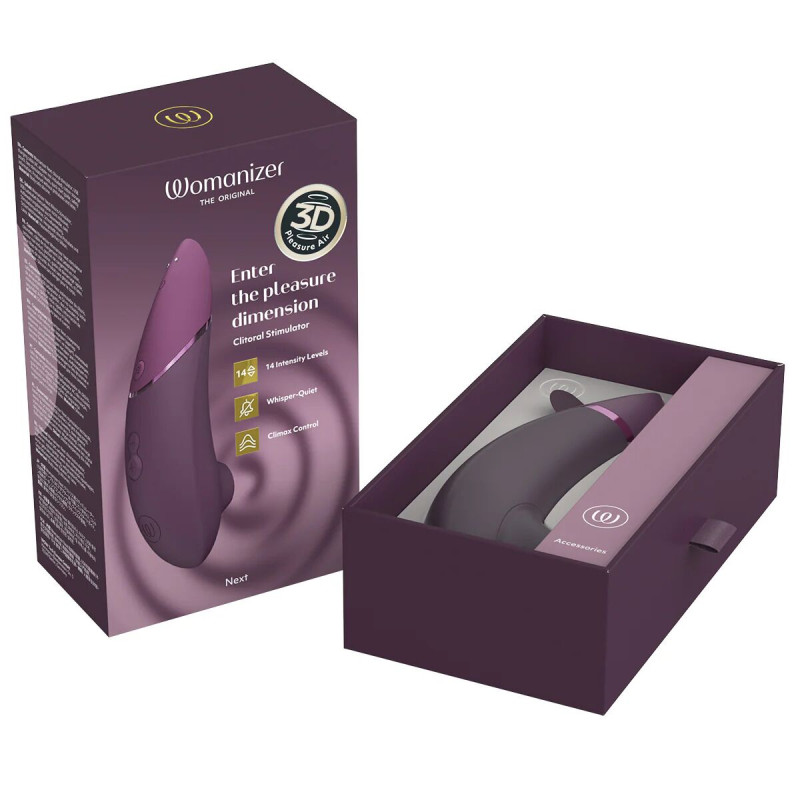 Вакуумный клиторальный стимулятор Womanizer Next Dark Purple, 3D Pleasure Air, 14 уровней интенсивности