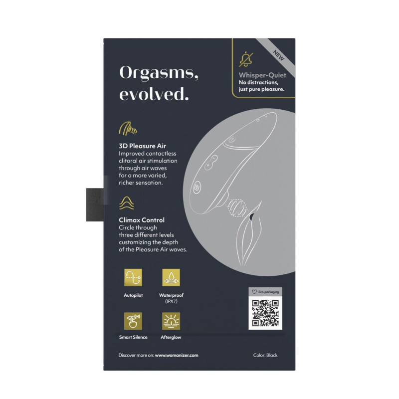 Вакуумный клиторальный стимулятор Womanizer Next Black, 3D Pleasure Air, 14 уровней интенсивности