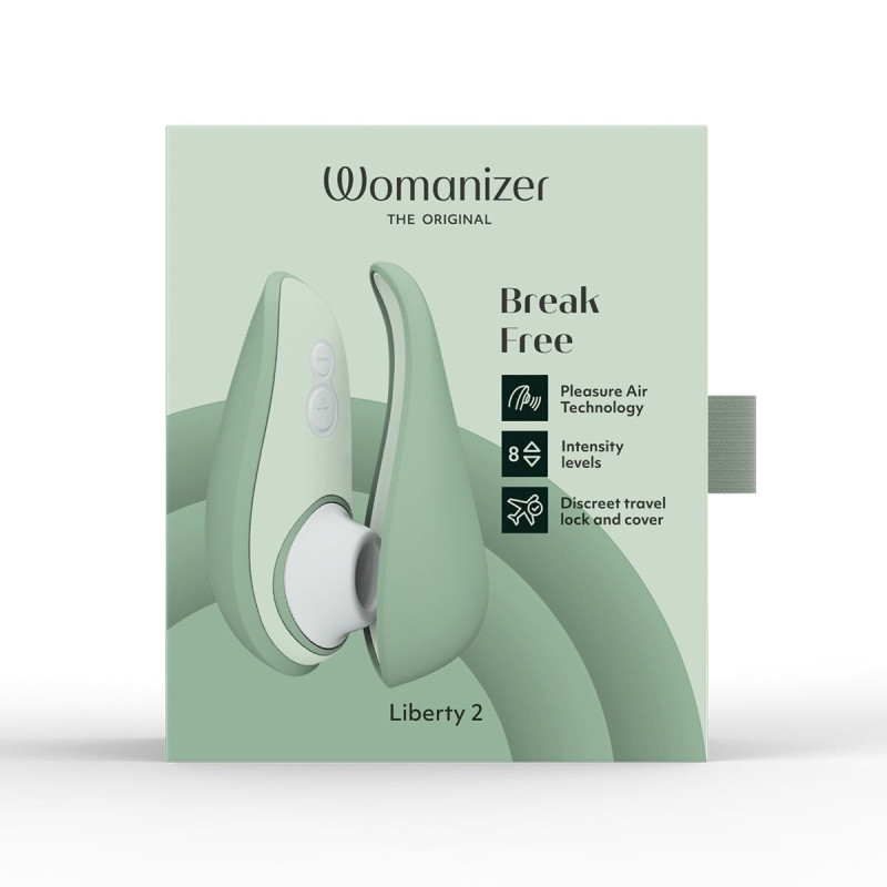 Вакуумный клиторальный стимулятор Womanizer Liberty 2 Sage, 8 режимов, магнитная крышечка