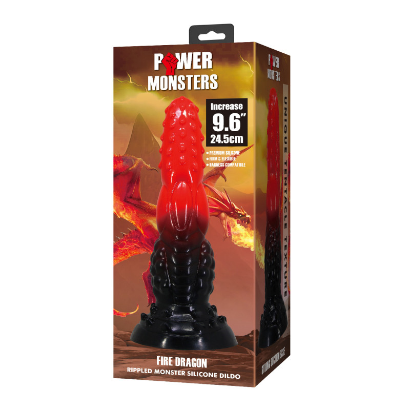 Фэнтезийный фаллоимитатор Power Monsters Fire Dragon, 24.5 см