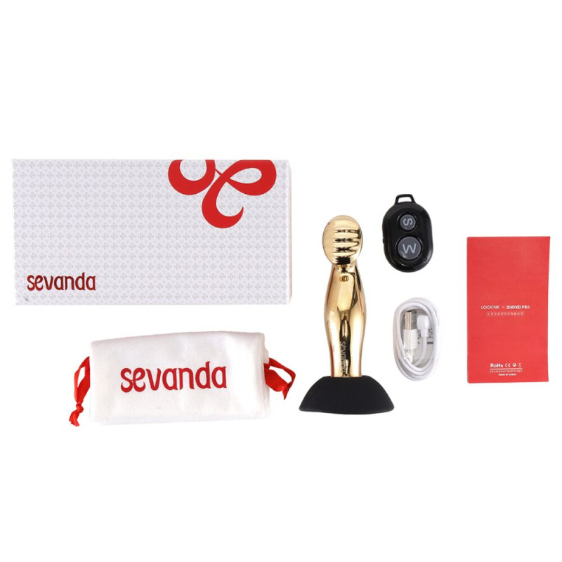 Вибромассажер простаты LOCKINK SEVANDA Eros, золотистый, 10 режимов, пульт ДУ, съемная присоска