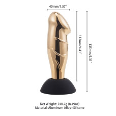 Вибромассажер простаты LOCKINK SEVANDA Hercules, золотистый, 10 режимов, пульт ДУ, съемная присоска