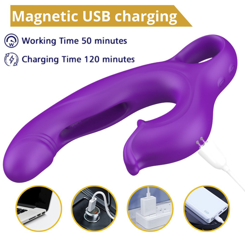 Вибратор Erospace Sweet Play G-Spot Vibrator With Clitoral Licking & Flapping A17