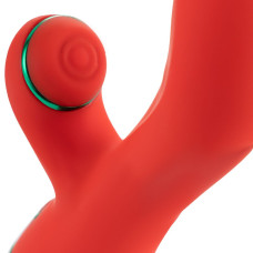 Вібратор-кролик з пульсацією та флогером LOCKINK SEVANDA Whip Vibrating Massage Wand, червоно-зелений