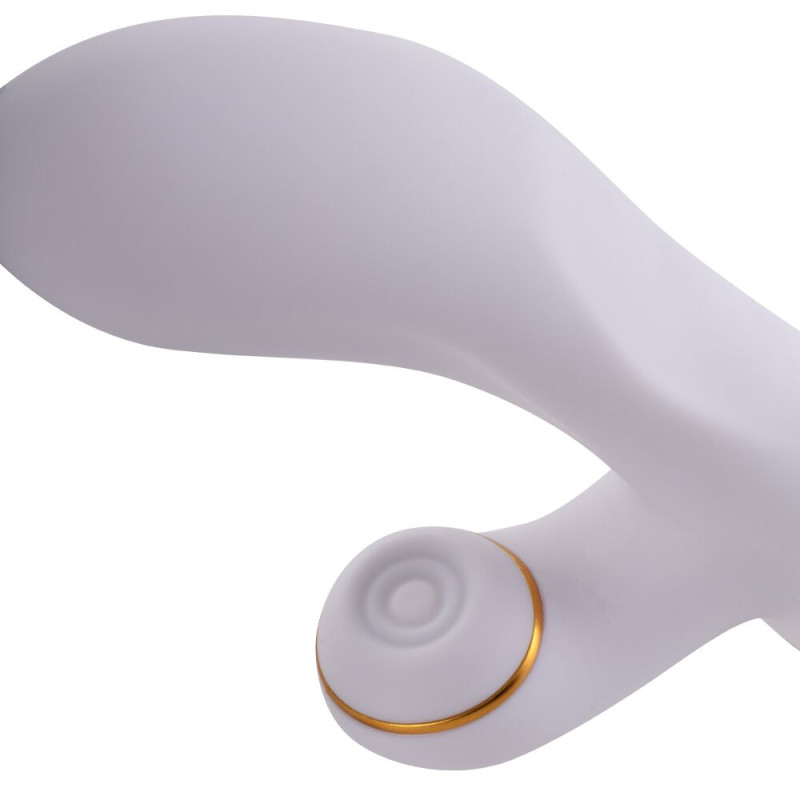 Вібратор-кролик з пульсацією та флогером LOCKINK SEVANDA Whip Vibrating Massage Wand, біло-золотий