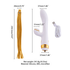 Вібратор-кролик з пульсацією та флогером LOCKINK SEVANDA Whip Vibrating Massage Wand, біло-золотий