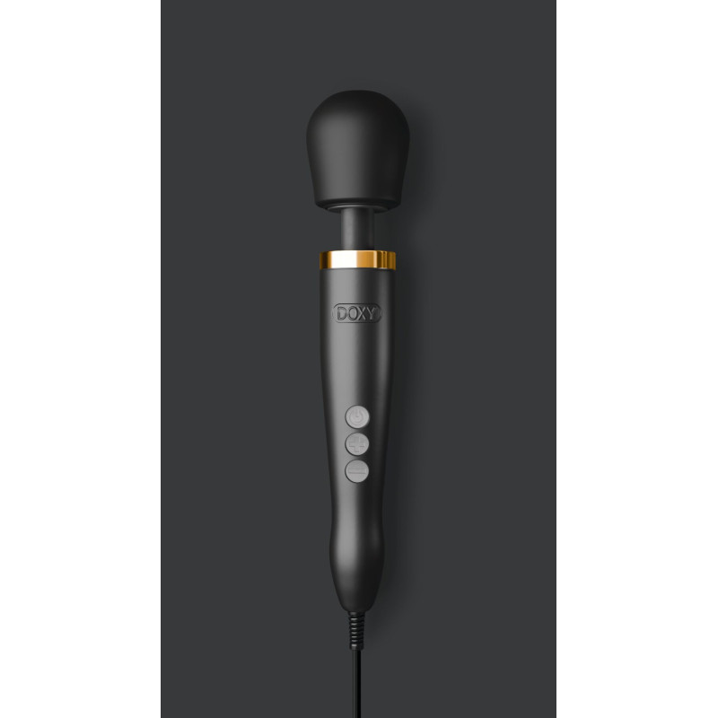 Премиальный вибромассажер DOXY Die Cast матово-черный, с покрытием из 24-каратного золота