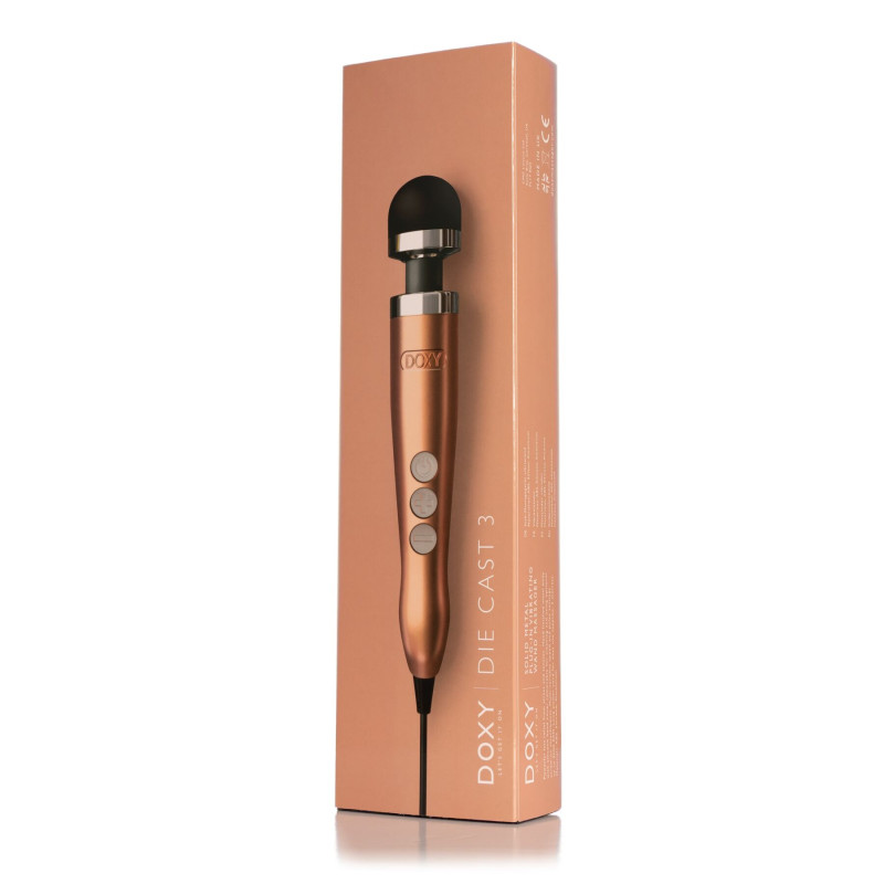 Вибромассажер DOXY Die Cast 3 Rose Gold, очень мощный, питание 220В, металлический корпус
