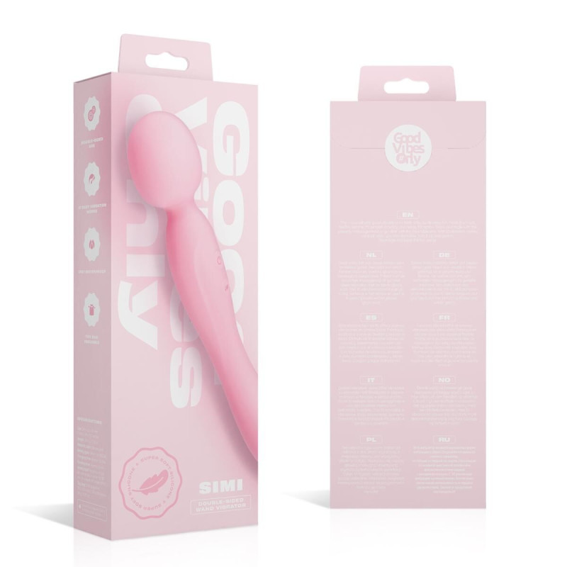 Вібромасажер Good Vibes Only - SIMI Double-Sided Wand Vibrator Soft Silicone - Pink