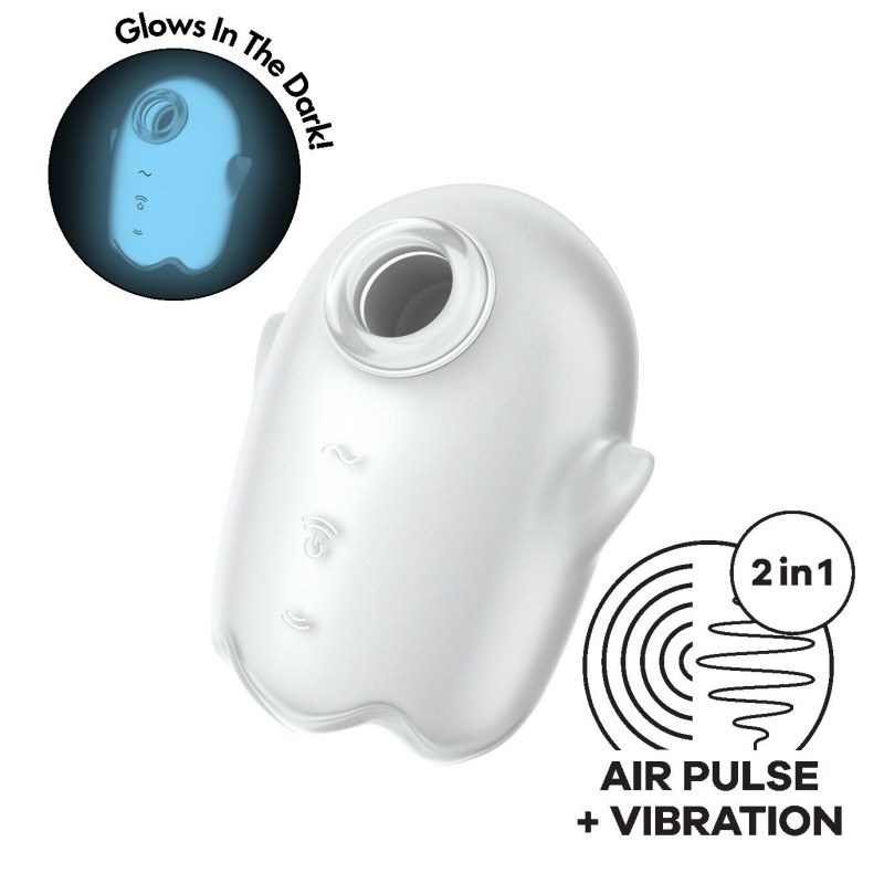 Вакуумный клиторальный стимулятор с вибрацией Satisfyer Glowing Ghost White, светящийся в темноте Вакуумный клиторальный стимулятор с вибрацией Satisfyer Glowing Ghost White, светящийся в темноте