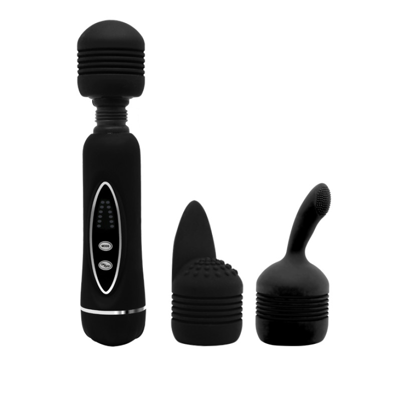 Вібратор зі змінними насадками LyBaile Power Wand Massage Kit Black Вібратор зі змінними насадками LyBaile Power Wand Massage Kit Black