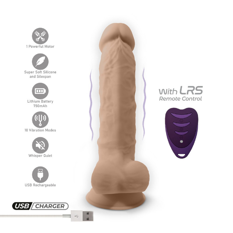 Фалоімітатор з вібрацією SilexD Vetus Vibro Flesh (MODEL 1 size 8in) + LRS, двошаровий, діам. 4,2 см Фалоімітатор з вібрацією SilexD Vetus Vibro Flesh (MODEL 1 size 8in) + LRS, двошаровий, діам. 4,2 см