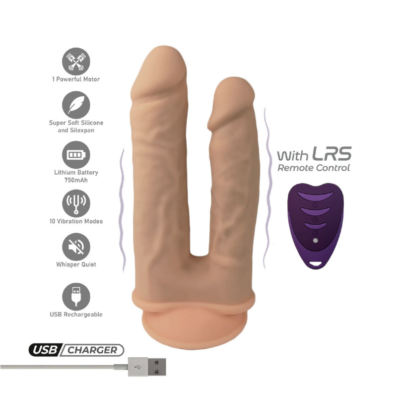 Двойной фаллоимитатор с вибрацией SilexD Double Gusto Vibro Flesh (Model 1 size 8" & 7") + LRS, диаметр 4,5 см и 3,7 см Двойной фаллоимитатор с вибрацией SilexD Double Gusto Vibro Flesh (Model 1 size 8" & 7") + LRS, диаметр 4,5 см и 3,7 см