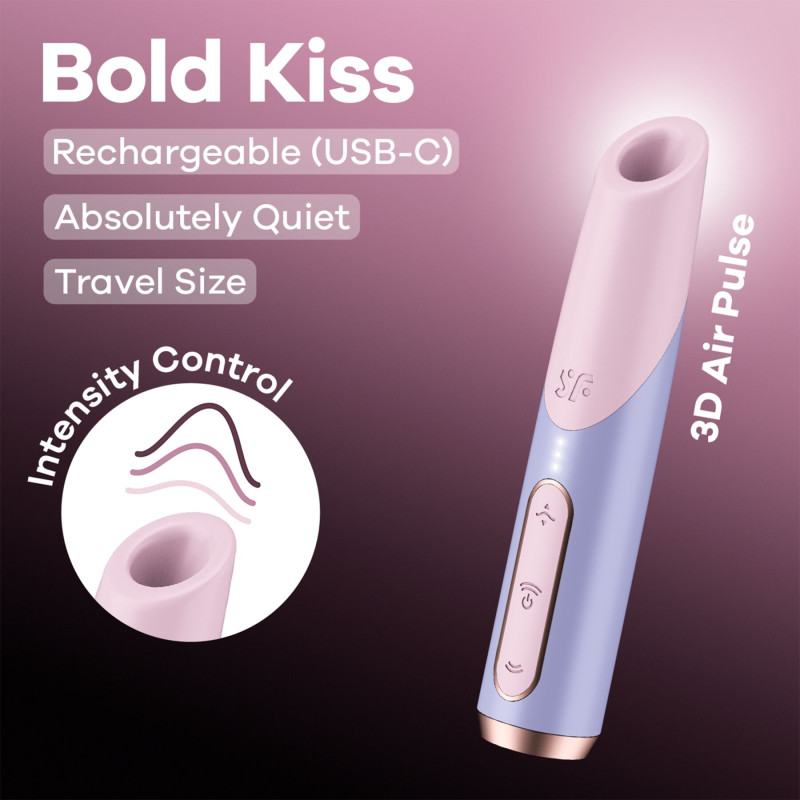 Вакуумный стимулятор Satisfyer Bold Kiss Violet, магнитная технология 3D Air Pulse, 30 режимов работы