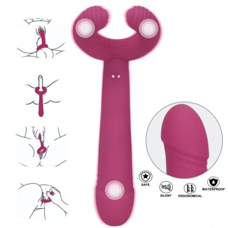 Вибратор для пар PLEASE ME - PLUM STAR с тремя моторами, гибкий Вибратор для пар PLEASE ME - PLUM STAR с тремя моторами, гибкий